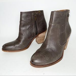 Lucky Brand Eugina Brown Leather Double Zip Boot